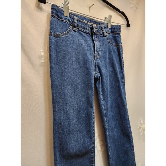 Cat & Jack Girls 10 Blue Jean Denim Straight Leg Super Stretchy Adjustable Waist - Picture 2 of 16